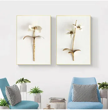 Minimalistinę Tapybos Drobės Aukso Alyvinė Hiacintas Orchidėja Tulpių Botanikos Spaudinių Gėlių Modernios Sienos Meno Apdailos Nuotraukas