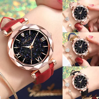 Moteriški laikrodžiai Ponios mados Spalvingas odos kalnų krištolas kvarcinis analoginis žiūrėti Moterų Diržo Žiūrėti Laikrodis Merginos Laikrodis dovanos