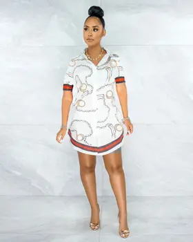 Moterų Plius Dydžio Marškinėliai-stilius Mygtuką Suknelė Vasaros Ponios Atsitiktinis Namų Prarasti Priemiestinių Spausdinti Marškinėliai Mini Suknelė