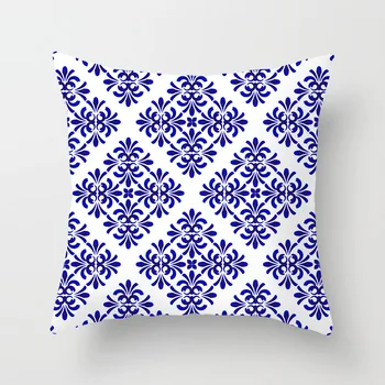 Mėlynai Baltas Porcelianinis Spausdinti Pagalvėlės Atveju Bohemiškas Stilius Mandala Geometrijos Pagalvės Atveju Šiuolaikinės Mados Sofa-Lova, Kėdės Mesti Pagalvės