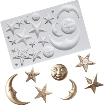 Mėnulis ir žvaigždės, tortas dekoravimo įrankis silikono formos minkštas silikoninis šokolado muilas žvakė torto formą kepimo