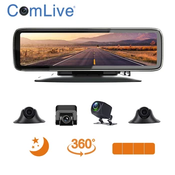 Naktinio matymo 4cams įrašyti smart veidrodis automobilių skaitmeniniai vaizdo įrašymo įrenginiai 360°24H stovėjimo stebėti MAX 256G 12in touch screen automobilinis video recorder 4 splitas
