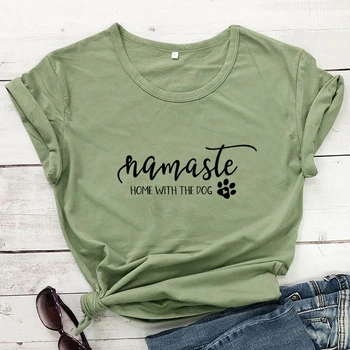 Namaste Namuose Su Šunimi T-shirt Juokinga Moterų Namastay Treniruotės Marškinėliai, Viršuje Mielas Šuo Mama Dovanų Marškinėlius