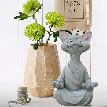 Namų Dekoro Įnoringas Juoda Buda Katės Statulėlės, Meditacija, Joga Kolekcines, Happy Cat Dekoro Pav Žaislai Gyvūnų Modelio Paveikslas Žaislai