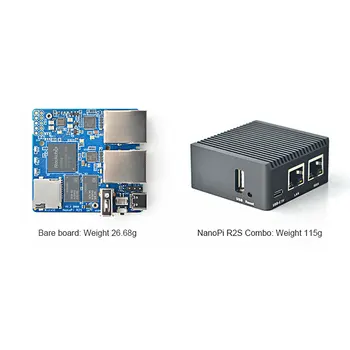 NanoPi R2S Rockchip RK3328 su CNC Metalo Atveju, Mini Router Dual Gigabit ethernet Port 1GB didelę Atmintį