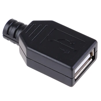 Naujas 10vnt Tipo Moterų USB 4 Polių Kištukinis Sujungiklis Su Juodo Plastiko Dangtis