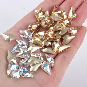 Naujas 30/100vnt nagų dailės širdyje, diamond 10x15mm papuošalai nurodė apačioje formos brangakmenių didelis Persikas Širdies Shap Diamond nagų Apdaila