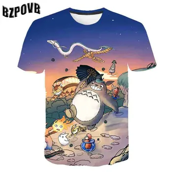 Naujas Anime Mano Kaimynas Totoro 3D Berniukų ir Mergaičių T-shirt Spausdinti Trumpas Rankovės Hayao Miyazaki T-shirt Animacinių filmų Vaikams Didelio Dydžio Atsitiktinis