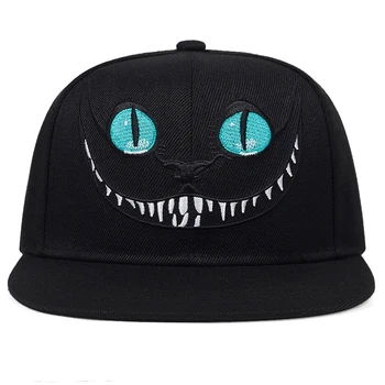 Naujas Cheshire Cat Siuvinėjimo Beisbolo kepuraitę Mielas Veiduką Snapback Kepurės Vyrų ir Moterų Universalus Medvilnės Skrybėlę Reguliuojamas Hip-Hop skrybėlę
