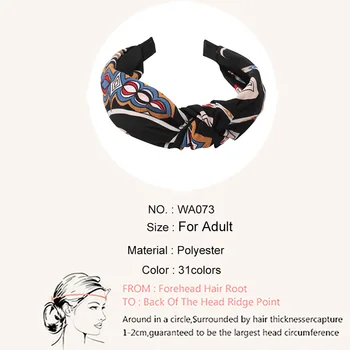 Naujas spausdinti populiarus stilius lankelis Bezel Merginos Hairband Lankai mergaitėms kaspinai reikmenys moteris Pločio Viršuje Mazgas Plaukų Juostos