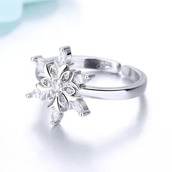 Naujų Papuošalų Mados Snaigės Žiedas Moterų Atidaryti Žiedas Romantiška Dovana Vestuvių Žiedas