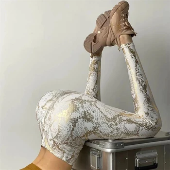 NORMOV Moterų Antblauzdžiai Seksuali Gyvatė Spausdinti Kvėpuojantis Liesas Leggins Fitneso Aukšto Juosmens Push Up Quick Dry Antblauzdžiai Femme