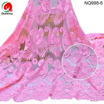 NQ998 Pardavimo Siuvinėjimo Net Nėrinių audinio Afrikos karoliukai, akmenys ir tinklelio Nėriniai 5yards už suknelę, drabužių Materail 9colors