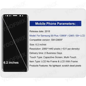 Originalus Samsung Galaxy S9 Plus LCD SM-G965F G965F/DS G965U S9+ Ekranas LCD Touch Screen Ekranas skaitmeninis keitiklis atsarginės Dalys