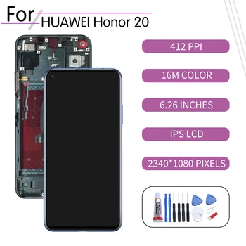 Originalą Huawei Honor20 LCD Jutiklinis Ekranas skaitmeninis keitiklis Asamblėjos Huawei Honor20 Ekranas su Rėmo YAL-L21 YAL-AL00 YAL-TL00