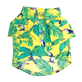 Pet Vasaros Havajai Paplūdimio Gėlių Marškinėliai Kačių, Šunų Drabužius Mažylis Kombinezonas Plonas Trumpas Rankovės Kokoso Medžio spausdinti Drabužių žalia