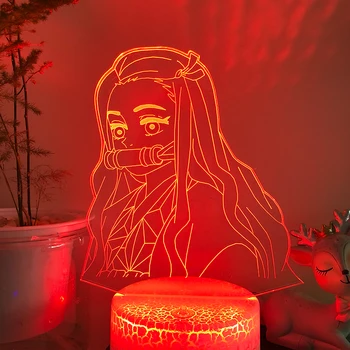 PMMA 3D LED Nakties Šviesos ANIME Kamado Nezuko Stalo Lempa Kelių Spalvų Draugams Demon Slayer Lempos