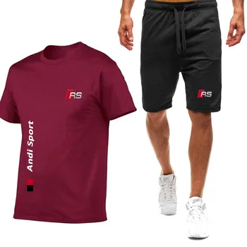 Populiarus 2021 Naujas Medvilnės Vyrų T-shirt + Bėgimo Šortai Tiktų Vyrų Sporto Kelnės Vasarinės Aukštos kokybės Medvilnės marškinėliai Veikia Drabužiai