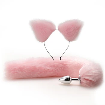 Porų flirtuoti lapės uodega analinis kaištis metalo pusiausvyros plug sekso žaislai G-taško stimuliacija suaugusiųjų žaislai gėjų dirbtinis kailis produktus