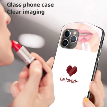 Prabanga Mielas Ovalo formos, Širdies formos, Grūdintas Stiklas Telefono dėklas Skirtas iPhone 12 11 Pro Max XSmax XR X SE 8 7 Plus SE Veidrodis Virvelę Dangtis