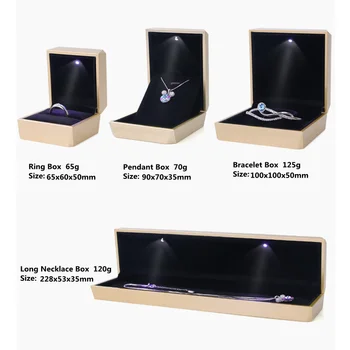 Rombo Formos LED Šviesos Pakabukas, Žiedas Dėžės, Vestuvių Valentino dienos Dovana Karoliai Juvelyrinių dirbinių Pakavimo Atvejais