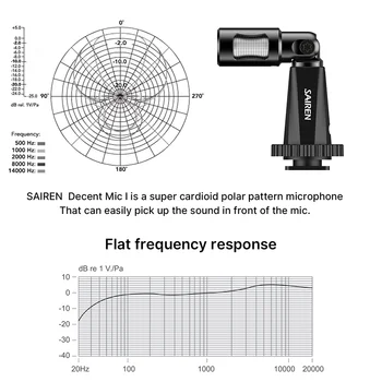 Sairen 3.5 MM Plug Mikrofonas Supercardioid Mini Įrašas Mic Garso ir Vaizdo Microfone Canon Nikon Sony Vlog Mikrofonas