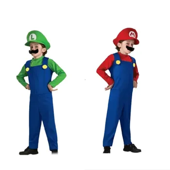 Suaugusiųjų vaikų žaidimų, animacinių filmų super santechnikas Luigi broliai vaidmuo žaisti kostiumas Helovinas Kostiumas