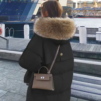 Suofun Storio X-Long Hood Derliaus 2021 Karšto Pardavimo Žiemą Šiltas Korėja Stiliaus Striukė Moteriška Moterų Negabaritinių Parkas Žiemą Ilgas Kailis