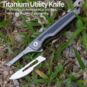 Titano lydinio lankstymo taktinis peilis nešiojamų EDC su praktinio išgyvenimo medžioklės ir gelbėjimo įrankis peilis