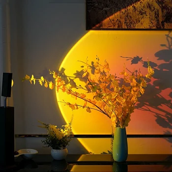 USB Vaivorykštė Saulėlydžio Projektorius Atmosferą Naktį Šviesos Namuose Kavos Parduotuvė Fone Sienų Apdailai Spalvinga Lempos