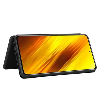 Už Xiaomi Poco X3 Pro Atveju Anglies Pluošto Apversti Odos Atveju Xiaomi Poco X3 NFC Pasaulio Versija X3 X 3 Padengti