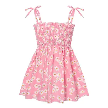 Vasarą Merginos Atsitiktinis Suknelės Vaikams Mergaitėms Mažas Daisy Rankovių Gėlių Suspender Suknelė