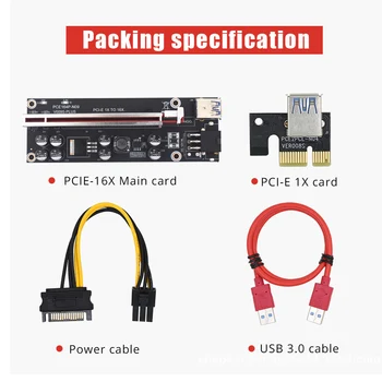 VER009S Plus PCIE Riser 009S Riser Card PCI Express 1X iki 16X USB 3.0 Kabelis SATA į 6Pin Jungtis Grafika Vaizdo plokštė
