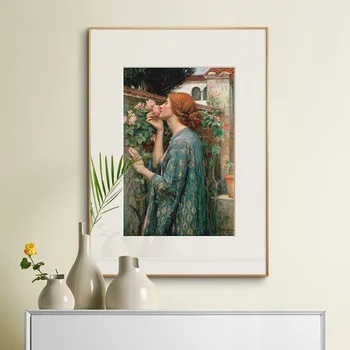 Waterhouse Gėlių Moteris Drobė, Tapyba Sielos Rožės Iliustracijų Nuotraukos Šiaurės Derliaus Sienos Meno Plakatas Kambarį Dekoro
