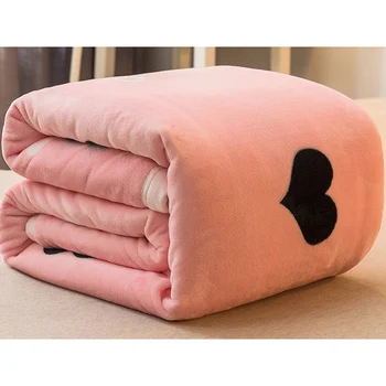 WOSTAR Minkštas šiltas pledas flanelė rožinė meilė širdies spausdinti 230x250cm king size prabangus patalynės suaugusiųjų lova, sofa-lovatiesė mesti antklodę