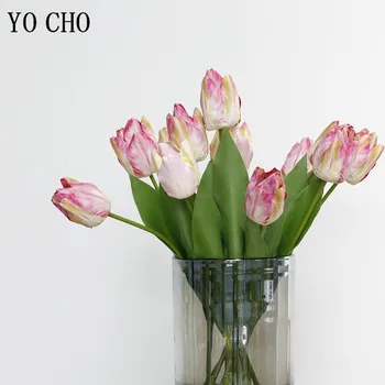 YO CHO Aukštos Kokybės 3D Spausdinimo Tulpių Didelis Modeliavimas Gėlių Nekilnojamojo Touch Vestuvių Gėlių Puokštė Netikrą Gėlių Namų Vestuves Dekoras