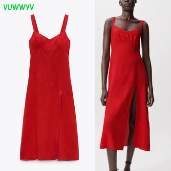 Za 2021 Raudona Backless Suknelė Moteris Seksuali Strappy Afrikos Suknelės Moterims Slydimo Bakas Midi Vasaros Suknelė Atsitiktinis Šalies Ponios Suknelės