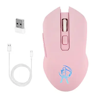 Įkrovimo Rožinė Mergaitė Tyli LED Optinės Žaidimų Pelės 1600DPI 2.4 G USB Belaidės Pelės PC Nešiojamąjį Kompiuterį