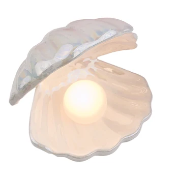 1 Vnt Mergina Serijos Keramikos Shell Perlų Naktį Šviesos Streamer Undinė Fairy Shell Naktį Lempa Naktiniai Staleliai, Namų Puošybai Kalėdų Dovana