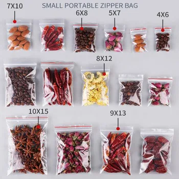 100vnt/Pak Uždaroma Zip Lock Bags Savarankiškai Antspaudas skaidraus Plastiko Poli Maišelį Maisto produktų Laikymo Paketas Reclosable Šviežių Krepšys
