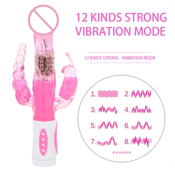 12 Vibracijos Dildo Vibratorius Triušis Clit Sukimosi Vibratorius Klitorio Stimuliacija, Vandeniui atsparus G-taško Massager Sekso Žaislai Moterims