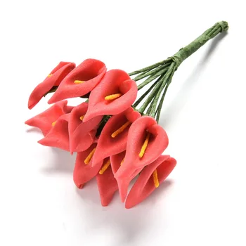 12pcs galvos/set Dirbtinės Gėlės 7Colors Calla Lily Nuotakos Vestuvių Dekoravimas Puokštė Galvos PE Nekilnojamojo Touch Dirbtinių Gėlių