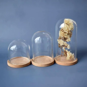 1pc 1:12 Lėlių Miniatiūriniai Stiklo Ekranas Bell Jar-Bazė Lėlių Apdailos Reikmenys
