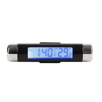 1PC Clip-on Blue Backlight LCD 2In1 Oro Angos Automobilių Laikrodis Kalendorius Automobilių Laikrodis Skaitmeninis Automobilių Termometras