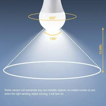 1Pc LED Lemputė Lemputė Auto Jautrus Šviesos E27 Baltas Smart Garso, Šviesos Jutiklis Radaro Jutiklis Aplinkos PIR Judesio Namų Apšvietimo Priemonės