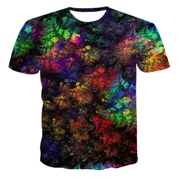 2020 metų vasaros populiariausių hip-hop ' o T-shirt mados Harajuku stiliaus viršaus į 3D spalvų meno spausdinti vyrų ir moterų topai