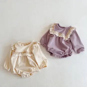 2021 m. pavasarį mergina kūdikių Siamo Romper nėrinių ilgomis rankovėmis trikampis laipiojimo drabužius siųsti bžūp kūdikių drabužiai mergaitėms