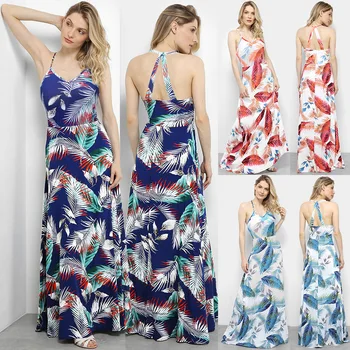 2021 mados moterų seksualus vasaros atostogų spausdinti suspender suknelės moteris harajuku maxi vintage drabužių ilgos suknelės moterims