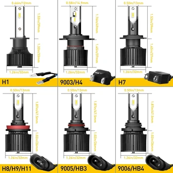 2vnt AUXITO H1 24V LED Sunkvežimių 12V Automobilio Žibintų Lemputės LED H1 H4/9003 H7, H8, H11 9005 HB3 9006 HB4 Žibintai 6000K Balta