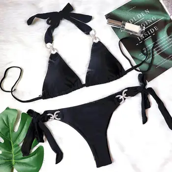 2vnt Brazilijos Bikini Nustatyti Moterų maudymosi kostiumėlį, Seksualus Trikampis Taurės Apynasrio Viršūnės Liemenėlės+Mažas Juosmens Kelnės maudymosi Kostiumėliai Moterims bikini 2021 mujer